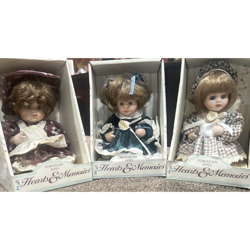 Vintage Hearts & Memories Porcelain Doll Lot of 3 - New in Box - Victorian Style